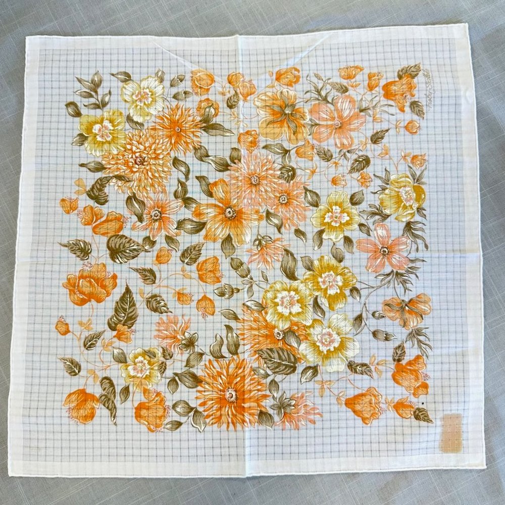 Vintage Unused Alba Floral Printed Handkerchief